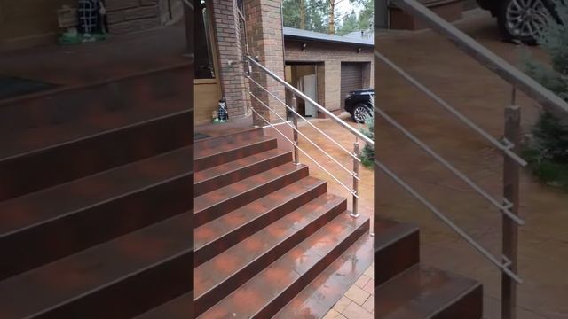 Нержавеющее ограждение (перила для лестницы) в Воронеже (часть 2). смотреть онлайн