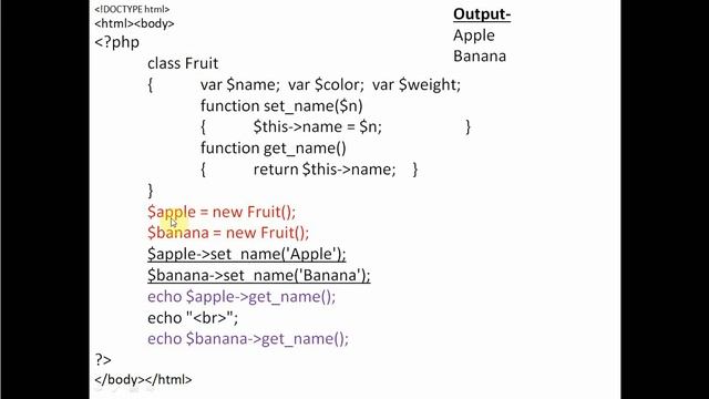 Class and Object in PHP смотреть онлайн