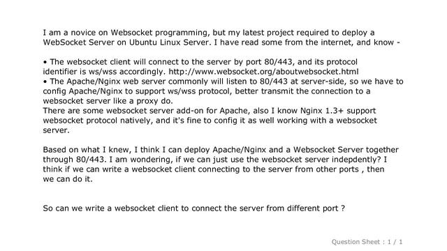 HTML : Can websocket client connect to the websocket server from different ports other than 80/443 смотреть онлайн