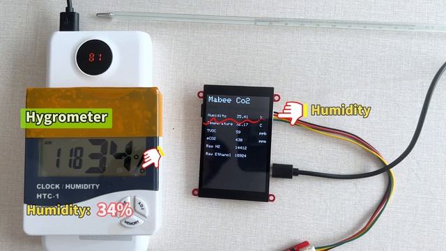 High Precise eCO2/ TVOC/ Temp/ Humidity Air Quanlity Monitor, with Makerfabs Mabee_eCO2 Module смотреть онлайн