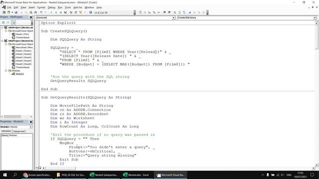 Excel VBA Introduction Part 58.26 - SQL for Excel Files - Nested Subqueries смотреть онлайн