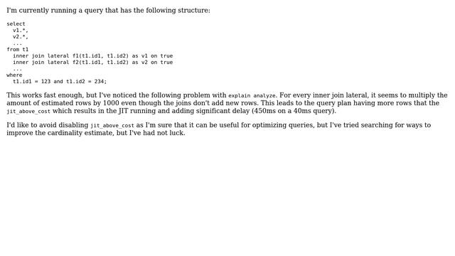 Databases: How to improve the estimated cardinality of inner join lateral? смотреть онлайн