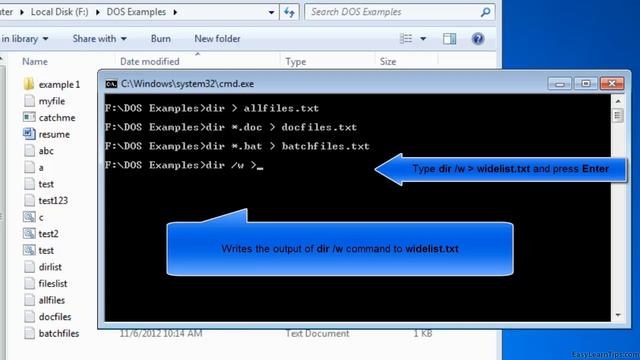 How to save directory listing to a text file in MS-DOS смотреть онлайн