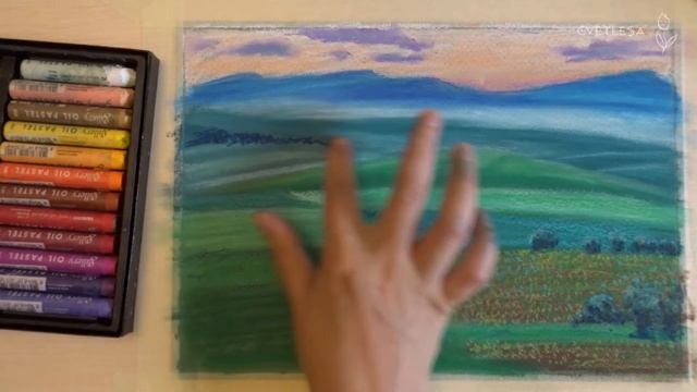 Рисование масляной пастелью поля на рассвете | Field | Soft oil pastels gallery by mungyo смотреть онлайн