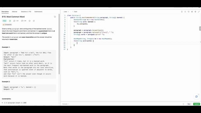 Amazon Programming Interview Question | Most Common Word | Java | O(n) Solution смотреть онлайн