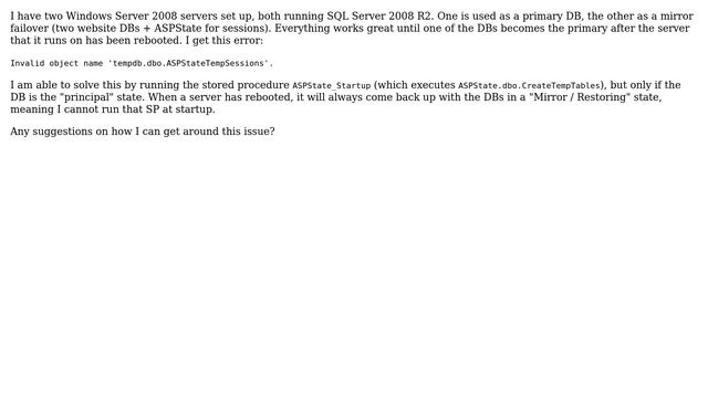 DevOps & SysAdmins: Failover server for SQL Server mirror errors after reboot смотреть онлайн