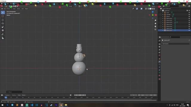 НОВОГОДНИЙ СНЕГОВИК В BLENDER 2.91 ЗА 5 МИНУТ!
