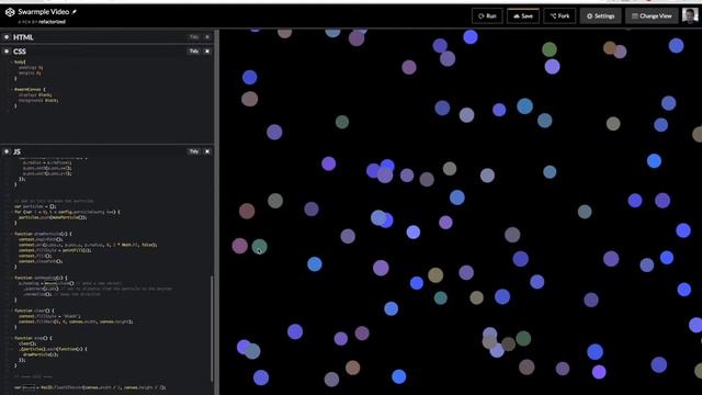 JS + Canvas Swarm Example смотреть онлайн