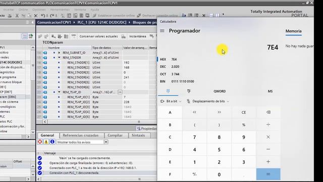 Open User Communication (TCON, TSEND, TRCV) con PLC S7-1200, TIA PORTAL y Python con protocolo TCP смотреть онлайн