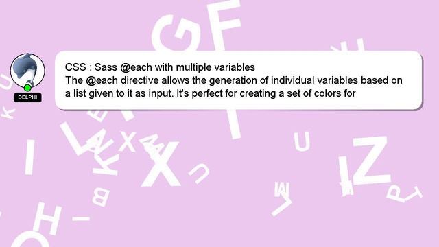 CSS : Sass @each with multiple variables смотреть онлайн