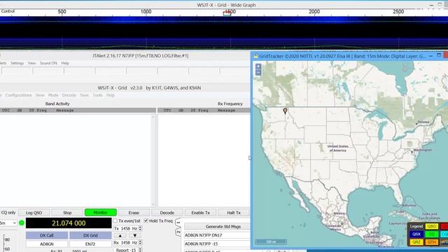 QSO with FT8-5w on 20m HRD+WSJT-X-JTAlert-Grid Tracker -- N7JFP смотреть онлайн