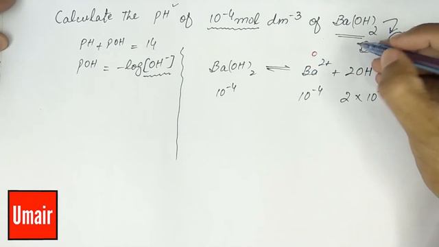 Calculate the pH of 10-⁴ mol/dm³ of Ba(OH)2 | urdu/Hindi смотреть онлайн
