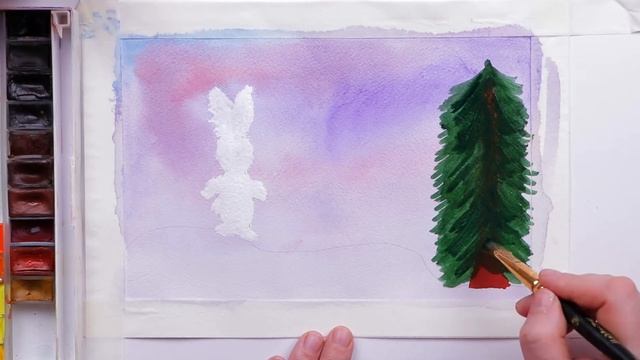 Как нарисовать зайчика зимой. смотреть онлайн