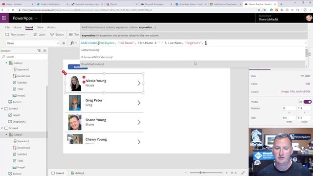 PowerApps AddColumns ShowColumns смотреть онлайн