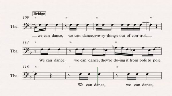 Tuba - The Safety Dance - Men Without Hats - Sheet Music, Chords, & Vocals