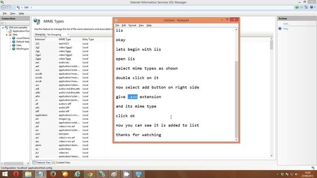 Adding SVC extension MIME type to IIS смотреть онлайн