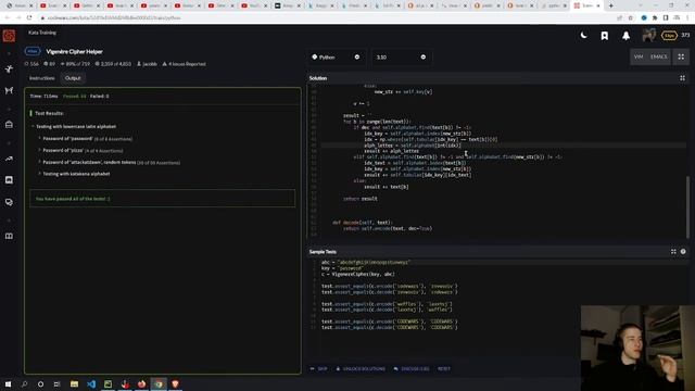 Codewars | Python | Vigenère Cipher Solution смотреть онлайн