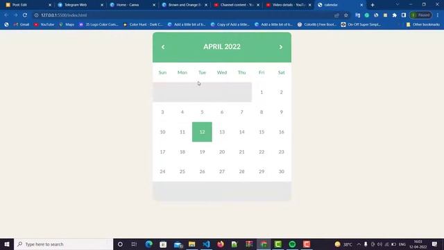 Make Calendar using html css javascript - codewithrandom смотреть онлайн