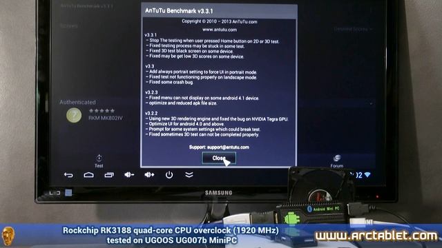 Rockchip RK3188 Overclock To 1920MHz (test On UGOOS UG007b MiniPC)