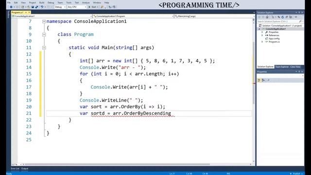 C# Array sorting / сортировка массива смотреть онлайн