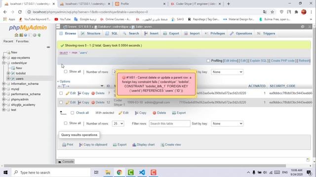 دورة تعلم PHP و MySQL - حلقة #35 : مشروع php mysql | حذف مستخدم من database + مراجعة ل Foreign key смотреть онлайн