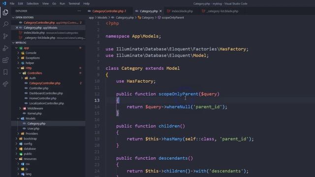 Tutorial Laravel 8 Blog CMS - Membuat query scope only parent | Part 19 смотреть онлайн