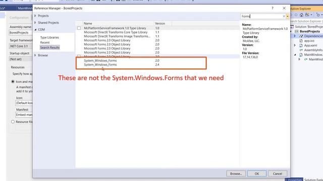 How to add a reference to the System.Windows.Forms lib from a .NET Core WPF project смотреть онлайн