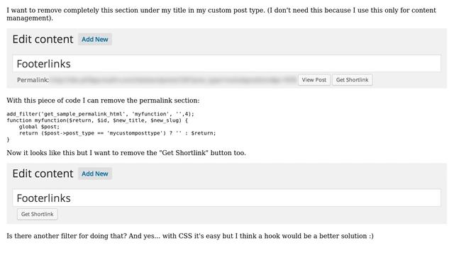 Wordpress: Remove "Get Shortlink" button in admin of custom post type смотреть онлайн