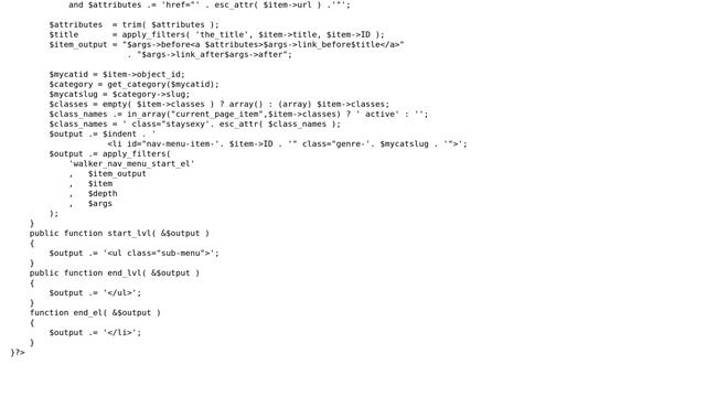 Wordpress: Adding 'active' class to custom taxonomies using walker in functions.php смотреть онлайн