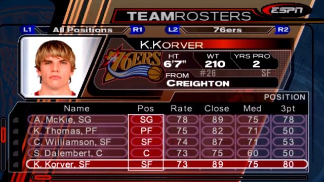 ESPN NBA 2K5 Philadelphia 76ers Overall Player Ratings смотреть онлайн