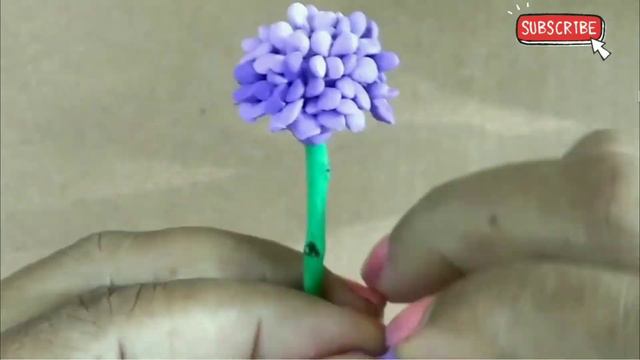 How To Make Allium Giganteum Flower Plant With Foam Clay #how #art #diy #craft #clay #handmade