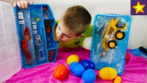 Заморозка машинок в Ящиках и Яйцах Сюрпризах Такого точно не было!!! Cars Toys Frozen
