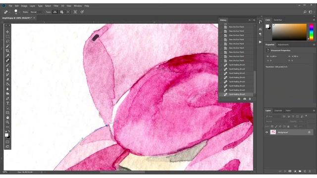 Как вырезать акварель из фона? Инструмент pen tool в Photoshop. смотреть онлайн