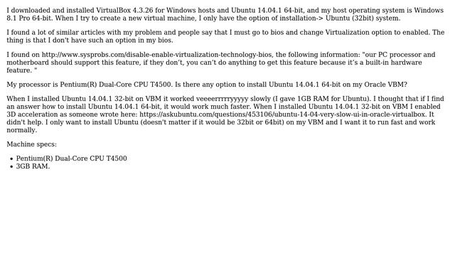 How to install Ubuntu 14.04.1 64-bit on Virtual Box on Asus with Pentium(R) Dual-Core CPU T4500? смотреть онлайн