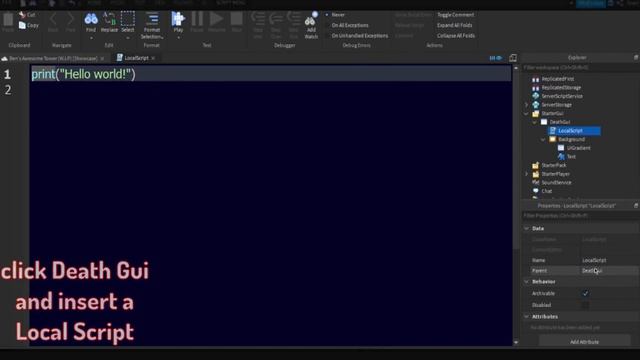 Roblox Studios | Death Gui Tutorial смотреть онлайн