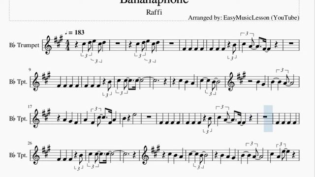 Trumpet Sheet Music: How to play Bananaphone by Raffi смотреть онлайн
