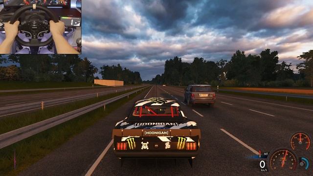 INSANE 5018HP Ford Mustang Hoonicorn on Autobahn with Traffic! - Assetto Corsa | Moza R5 смотреть онлайн
