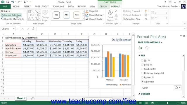 Excel 2013 Tutorial Formatting The Chart And Plot Areas Microsoft Training Lesson 28.14