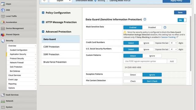 Configure Data Guard patterns (BIG-IP 16.1.0 and later) смотреть онлайн