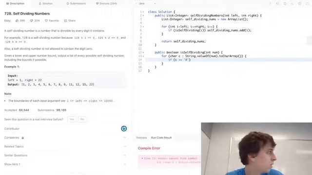 LeetCode Self Dividing Numbers Solution Explained - Java смотреть онлайн