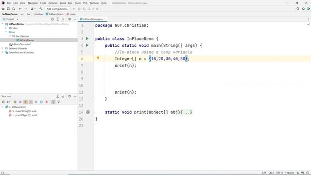 In-Place Algorithm to Reverse an Array in Java смотреть онлайн