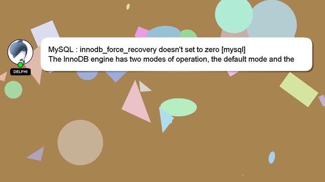 MySQL : innodb_force_recovery doesn't set to zero [mysql] смотреть онлайн