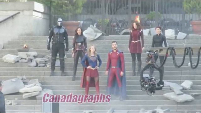 Supergirl films scene for the season 3 finale with many cast on set смотреть онлайн