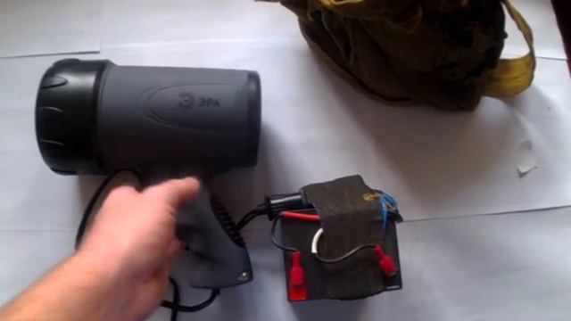 Обзор фонаря - прожектора Эра 35 Ватт, 12 Вольт и аккумулятора. смотреть онлайн