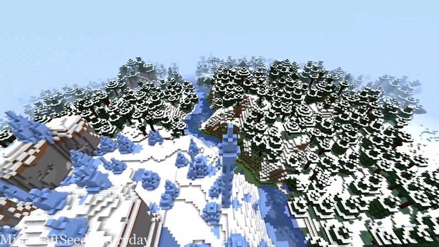 Minecraft Java 1.16 Seed: Snow village near mesa and ice spikes biomes смотреть онлайн