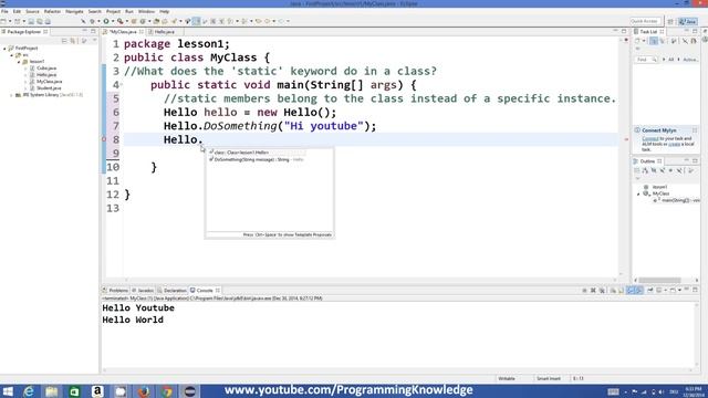 Java Tutorial For Beginners 21 - 'static' keyword in Java смотреть онлайн