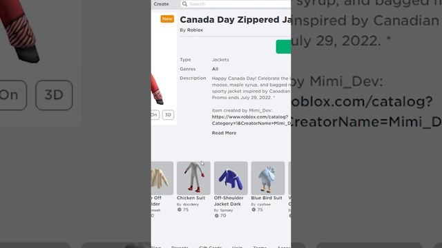 БЕСПЛАТНАЯ КОФТА КАНАДЫ в роблокс | Canada Day Zippered Jacket roblox | Бесплатная одежда #Shorts смотреть онлайн