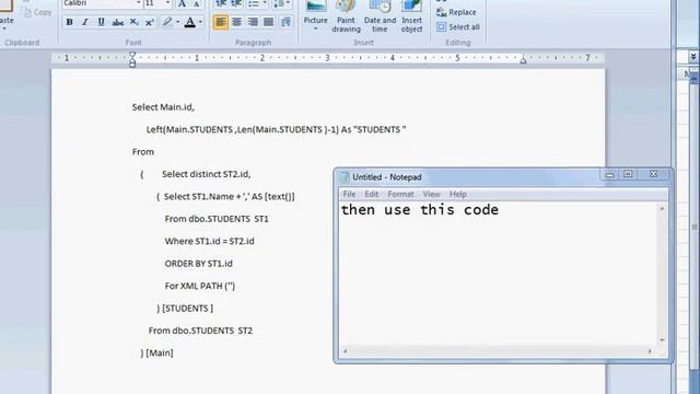 SQL for Concatenate many rows into a single string смотреть онлайн