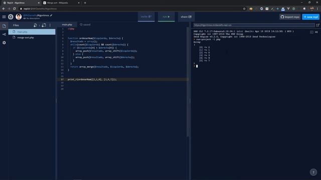 Resolviendo el algoritmo Merge Sort en #PHP смотреть онлайн
