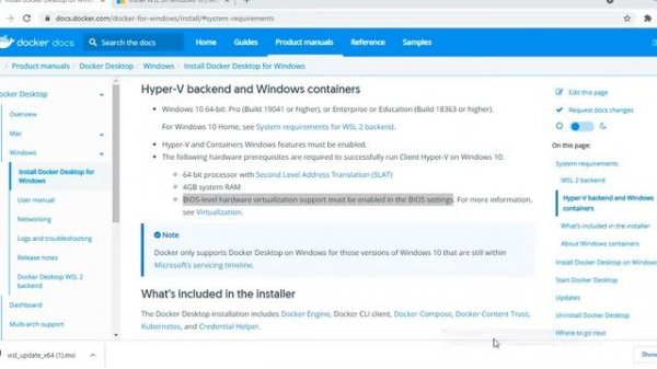 Docker Desktop installation in Windows 10 Pro